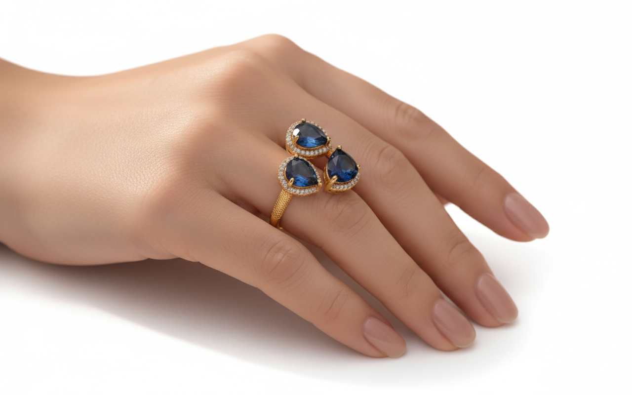 Bague triple éclat Saphir