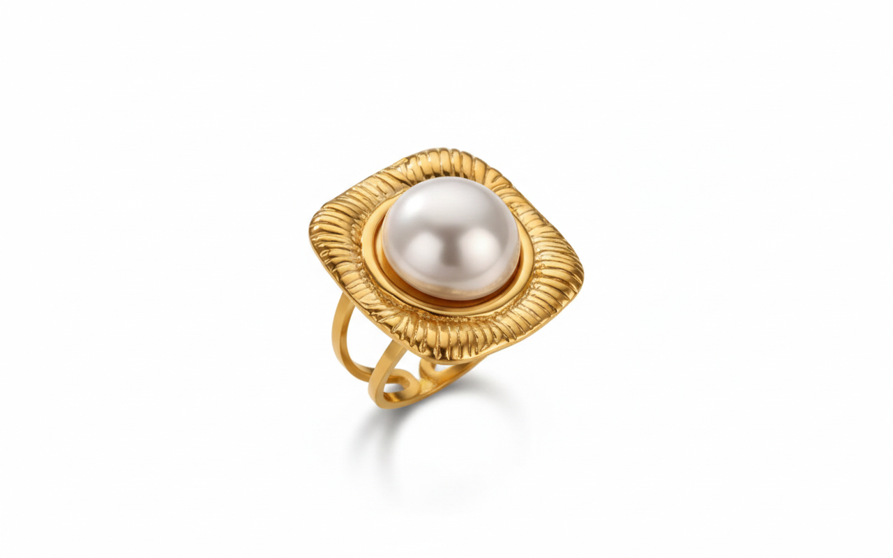 Bague éclat de perle ronde
